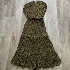 MISA LOS ANGELES ODESSA SPOTTED CHIFFON MAXI DRESS